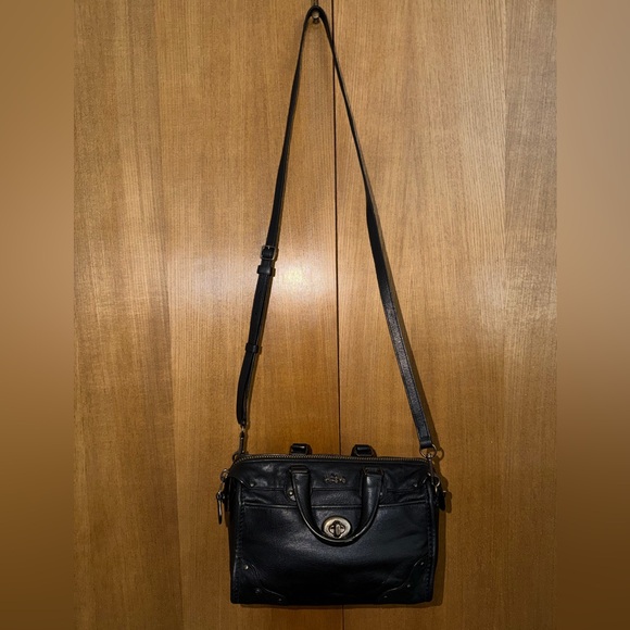 Coach Rhyder Black Leather Small Satchel Crossbody Turnlock Bag w/ Strap 33690 - Picture 16 of 16